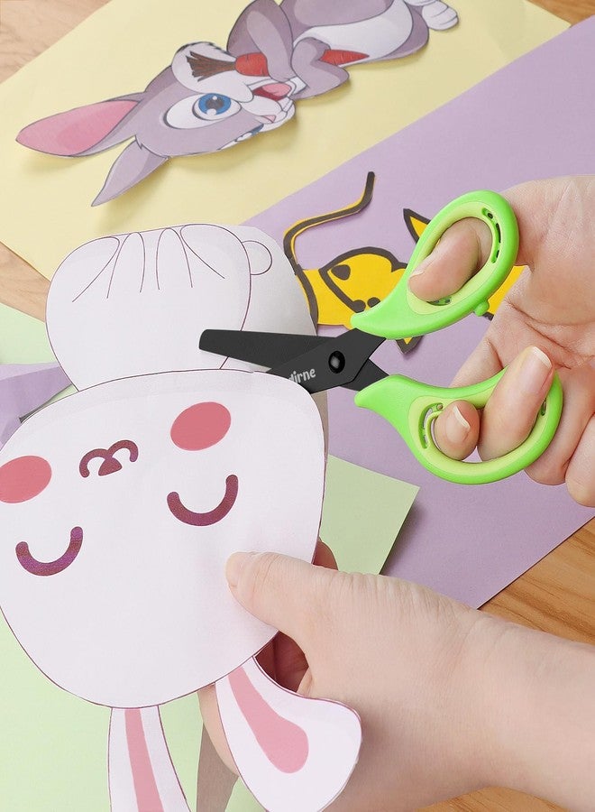 Asdirne Black Coated Kids Scissors for Child, Safety with Blunt Tip Stainless Steel Blades and Soft Grip, Great for Home and School, Assorted Color, 13.5cm, 5 Pack - Image 2